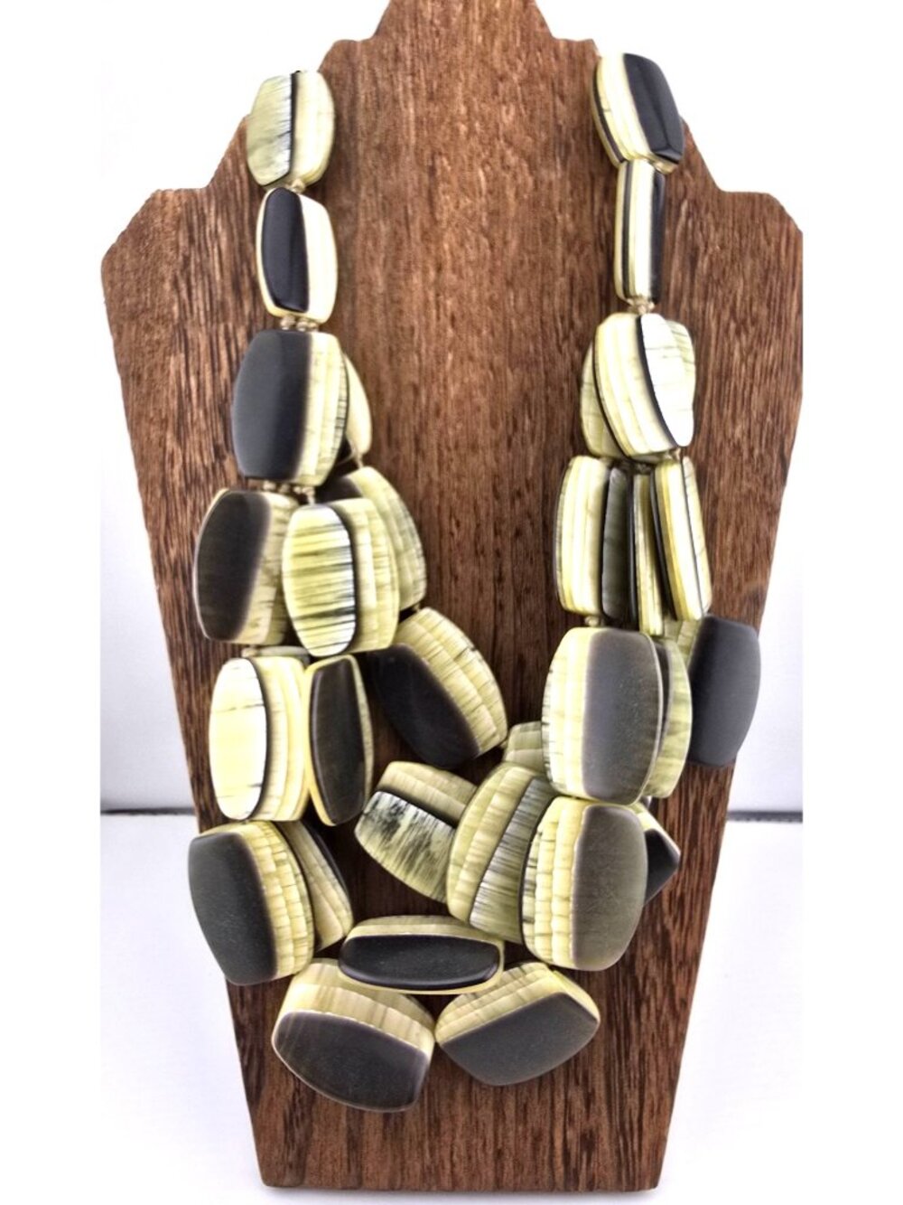 Chicos Rianna Multi-Strand Necklace With Black & Cream Beads Statement Heavy - Picture 2 of 7